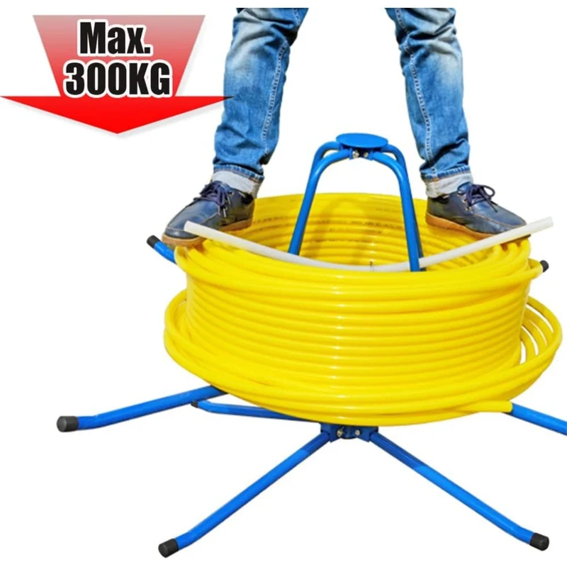 Rohrhaspel Abrollgerät für Fußbodenheizungsrohre bis 600m, Stahl, für PERT PEX AL/PEX Rohre 16-32mm – robust & mobil