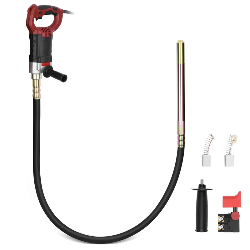 1800W Akku Betonrüttler für Baustelle – Hochleistungsbetonvibrator mit 2m Schlauch und 35mm Vibrationskopf