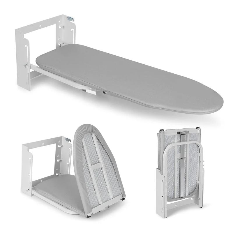XIIW Wandbügelbrett Klappbar & Höhenverstellbar | Platzsparendes Bügelbrett Wandmontage 92x31cm | Stabiles Klapp-Bügelbrett für kleine Räume