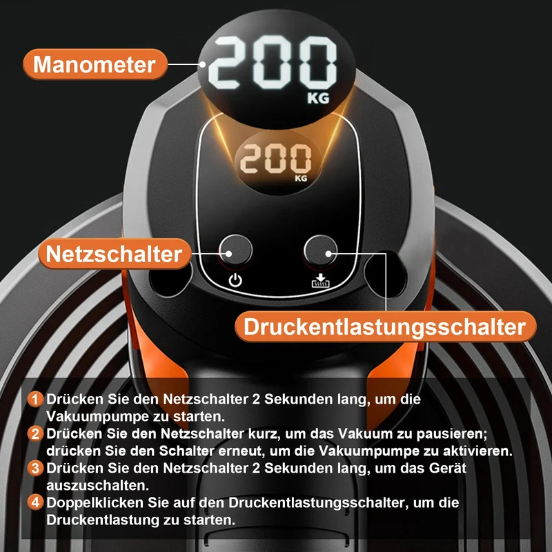 ‌Elektrischer Akku Vakuum-Saugheber 300kg | Automatische Druckregulierung‌ ‌Professioneller Plattenheber für Terrassenplatten, Glas & Feinsteinzeug