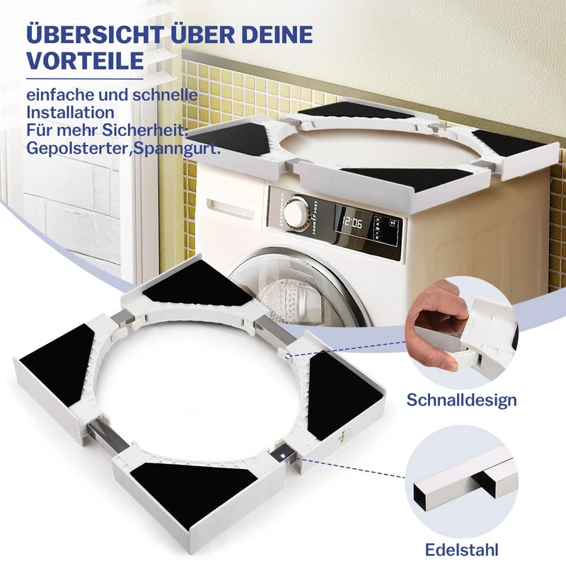 Universelles Stapelset für Waschmaschine und Trockner – Verstellbar, Platzsparend und Stabil
