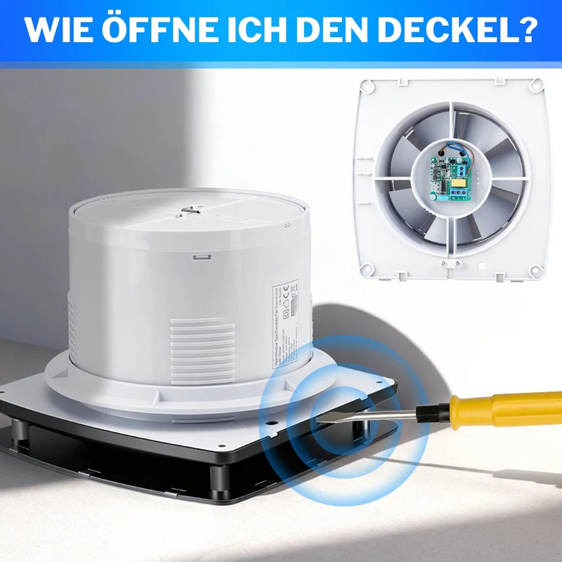 Abluftventilator 150mm mit Hygrostat, 95 m³/h leiser Badlüfter IPX4 mit Timer & Rückstauklappe zur Schimmelprävention