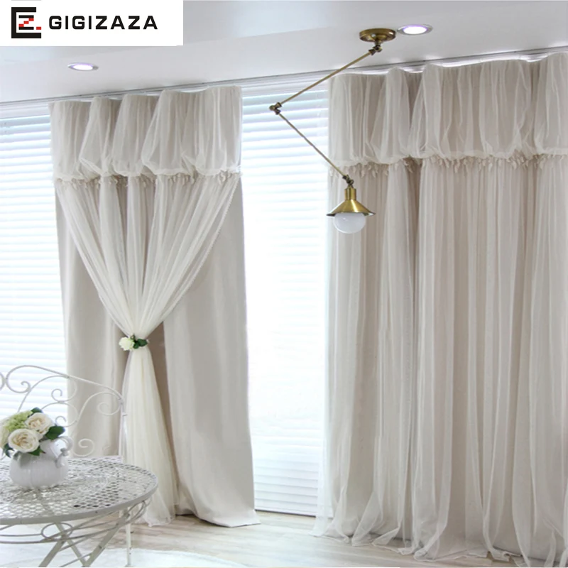 Torino Tassels Lanterns Head Thermal Curtain Ivory Color Cloth Curtain+Voile Sheer Black Out Fabric Bedroom Custom Living Window
