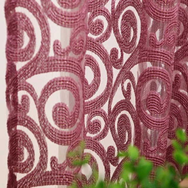 ip perde deurgordijn on perde Voile Tulle For Living Room Kitchen Curtain Set Rod Eyelets Tulle on the window Purple WP051 *20