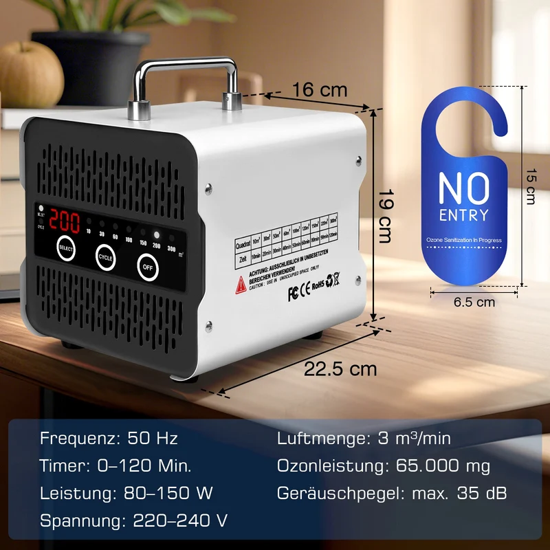 Ozongerät 65.000 mg/h für Auto, Hotel & Gewerbe – Ozon Generator zur Geruchsentfernung