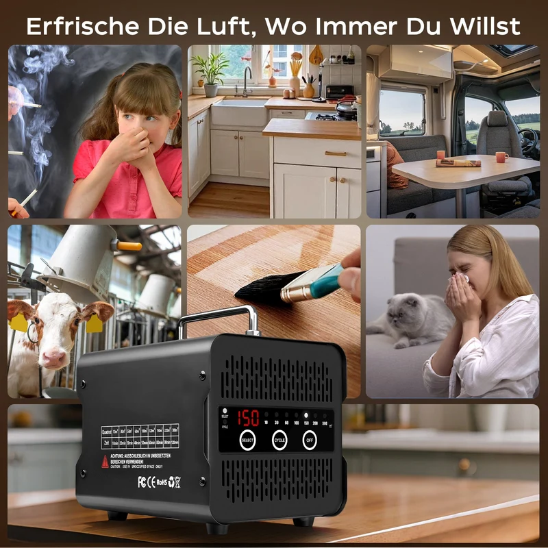 Ozongerät 65.000 mg/h – Professioneller Ozon Generator zur Geruchsbeseitigung bis 300 m²