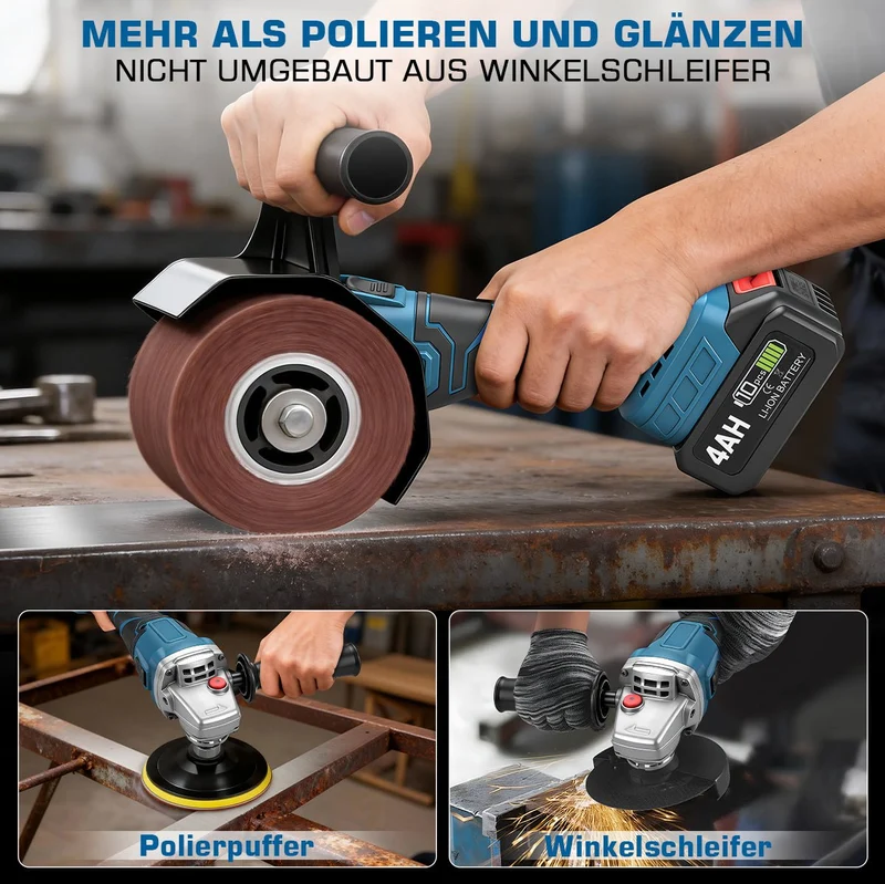 3-in-1 Akku Satiniermaschine | Glätten, Polieren & Schleifen mit 1200W Leistung