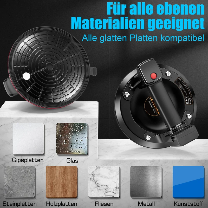 Akku Vakuumheber 200 kg mit Digitalanzeige – Elektrischer Saugheber für Glas & Fliesen