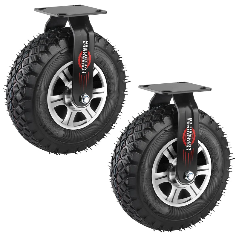 10" Richtungsfeste Schwerlastrolle 250 mm Luftreifen – Aluminium Halterung, 170 kg Tragkraft, für Werkbank & Wagen
