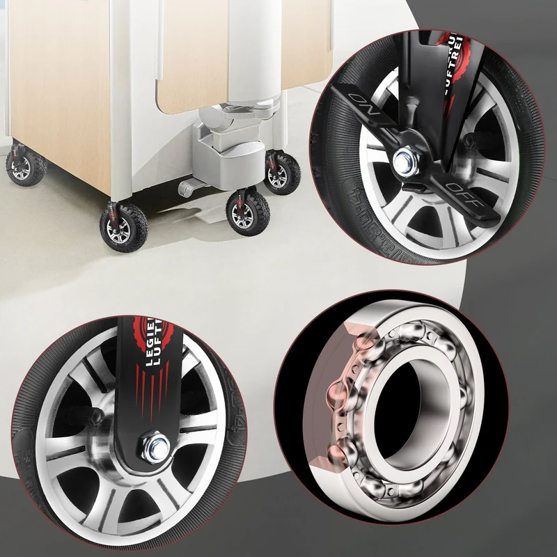 10" Richtungsfeste Schwerlastrolle 250 mm Luftreifen – Aluminium Halterung, 170 kg Tragkraft, für Werkbank & Wagen