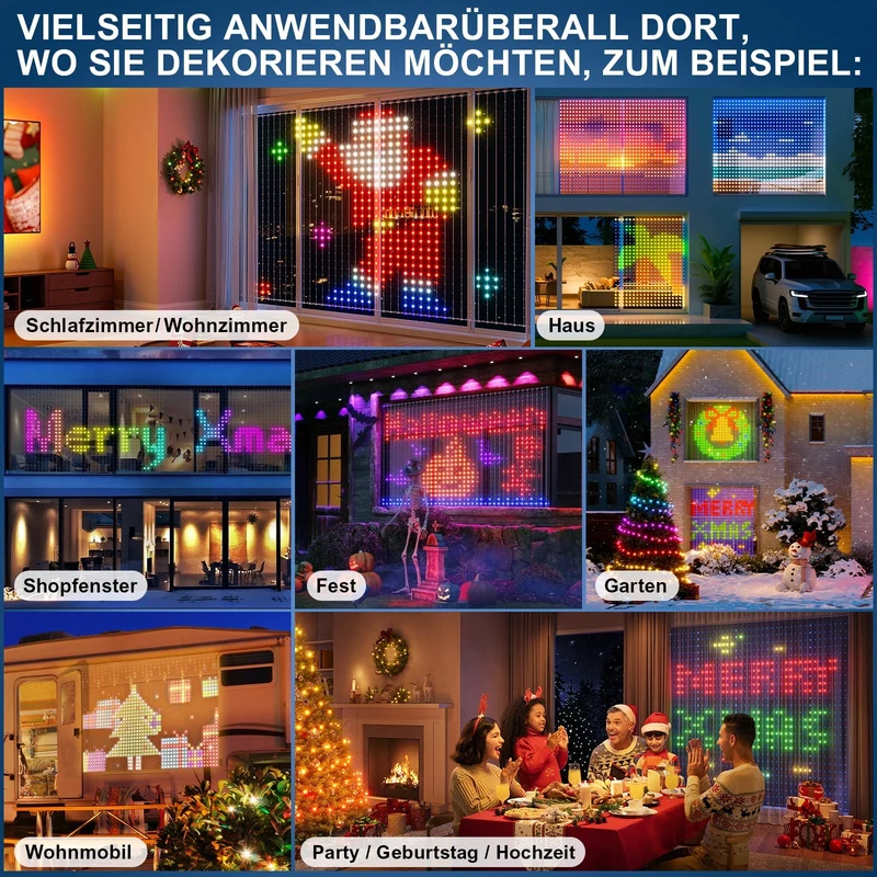 Smart Light Curtain LED Lichterketten Vorhang mit App Steuerung, Musikmodus & 400 LEDs – IP44 Innen & Außen