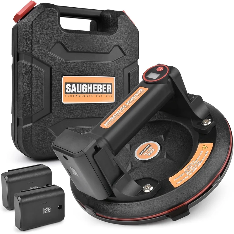 Vakuumsauger 300 kg mit Akku – Elektrischer Glasheber mit LED & Koffer