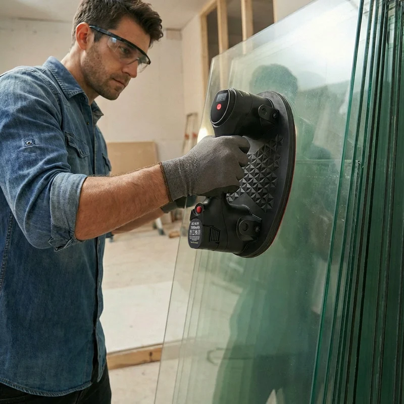 XIIW Profi Akku-Vakuum-Hebegerät mit 2 Akkus | 120 kg Traglast | Elektrischer Saugheber für Fliesen & Glas | Komplett-Set