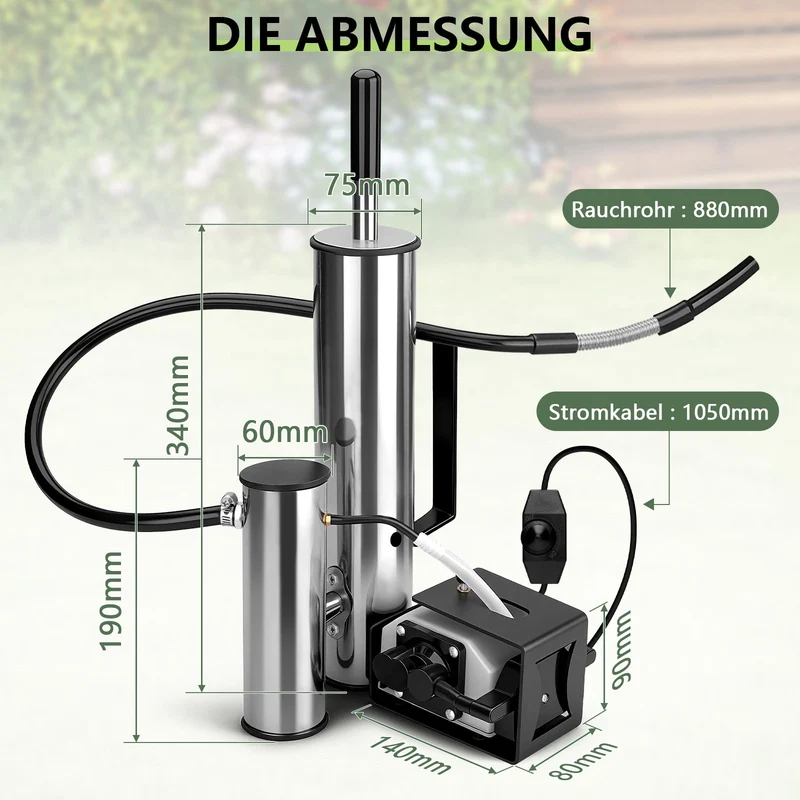 Kaltrauchgenerator mit 25W Luftpumpe – Elektrischer Räuchergenerator für Fisch & Fleisch
