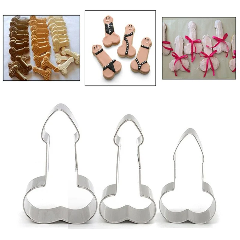 3Pc/Set Stainless Willy Penis Cookie Cutter Mold Baking Biscuit Fondant Cake Mould Decoration Tools