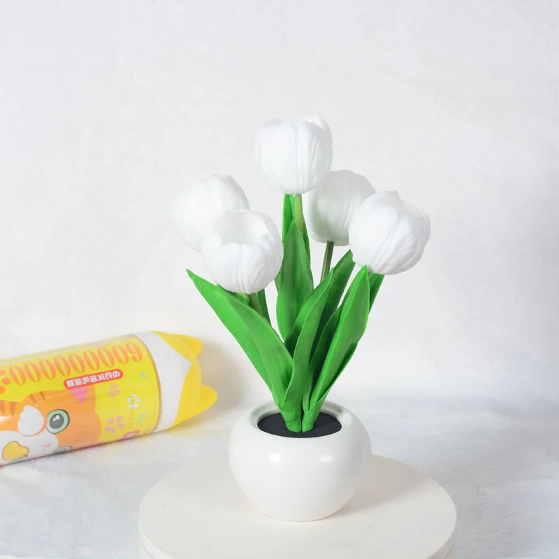 Skanto | Moderne Kreative Simulation Tulpe Pfingstrose LED Nachtlicht Tischlampe
