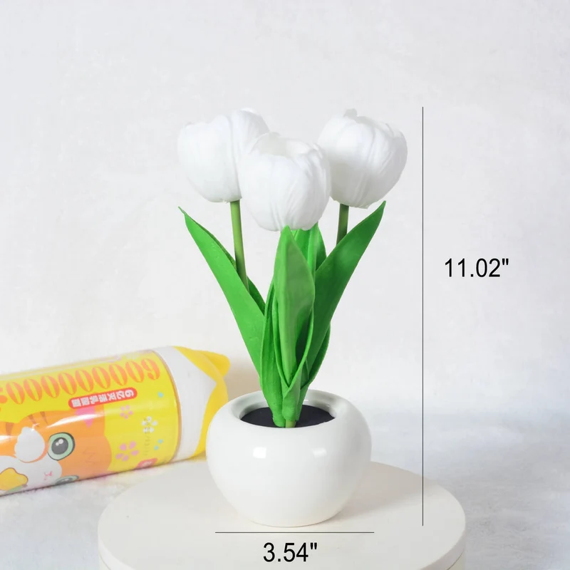 Skanto | Moderne Kreative Simulation Tulpe Pfingstrose LED Nachtlicht Tischlampe