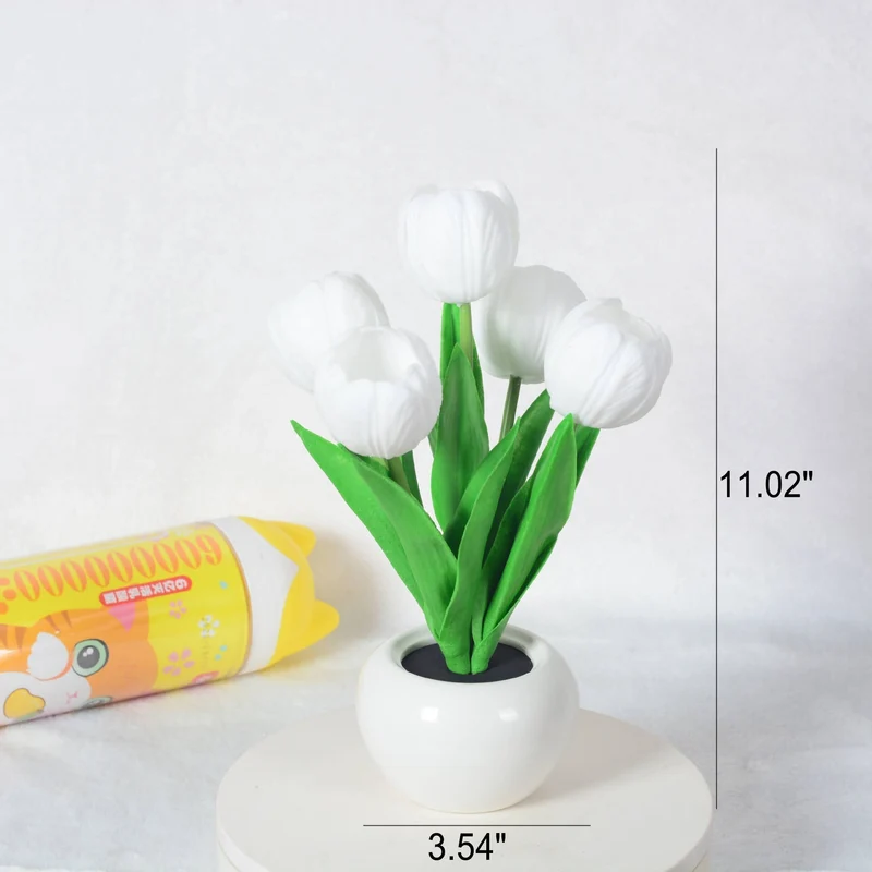 Skanto | Moderne Kreative Simulation Tulpe Pfingstrose LED Nachtlicht Tischlampe