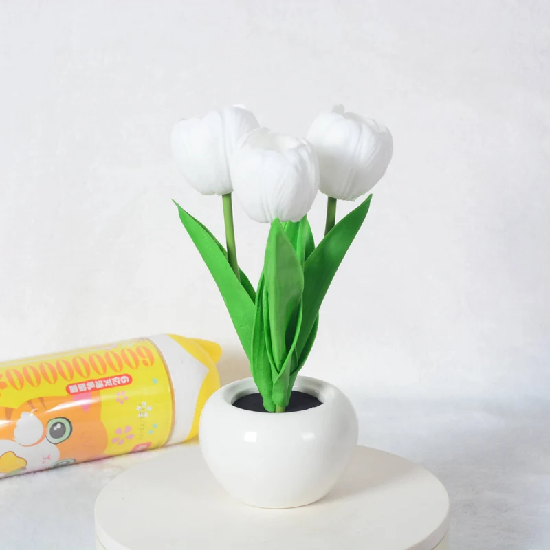Skanto | Moderne Kreative Simulation Tulpe Pfingstrose LED Nachtlicht Tischlampe
