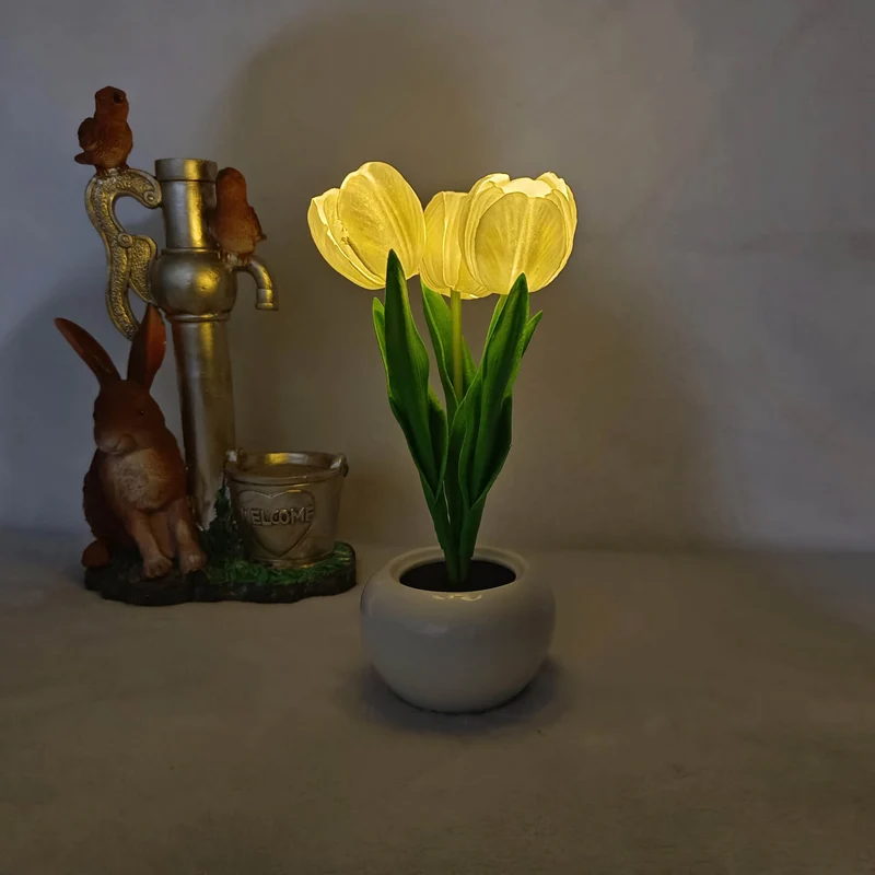 Skanto | Moderne Kreative Simulation Tulpe Pfingstrose LED Nachtlicht Tischlampe