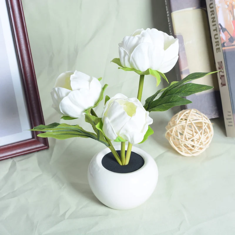 Skanto | Moderne Kreative Simulation Tulpe Pfingstrose LED Nachtlicht Tischlampe
