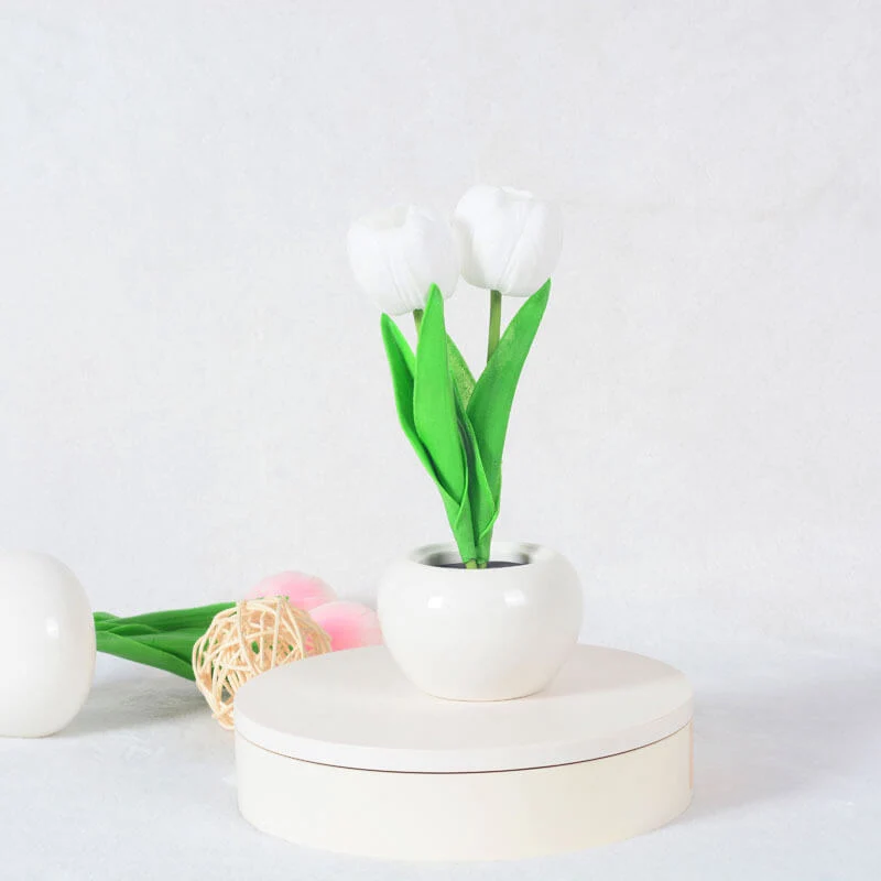Skanto | Moderne Kreative Simulation Tulpe Pfingstrose LED Nachtlicht Tischlampe