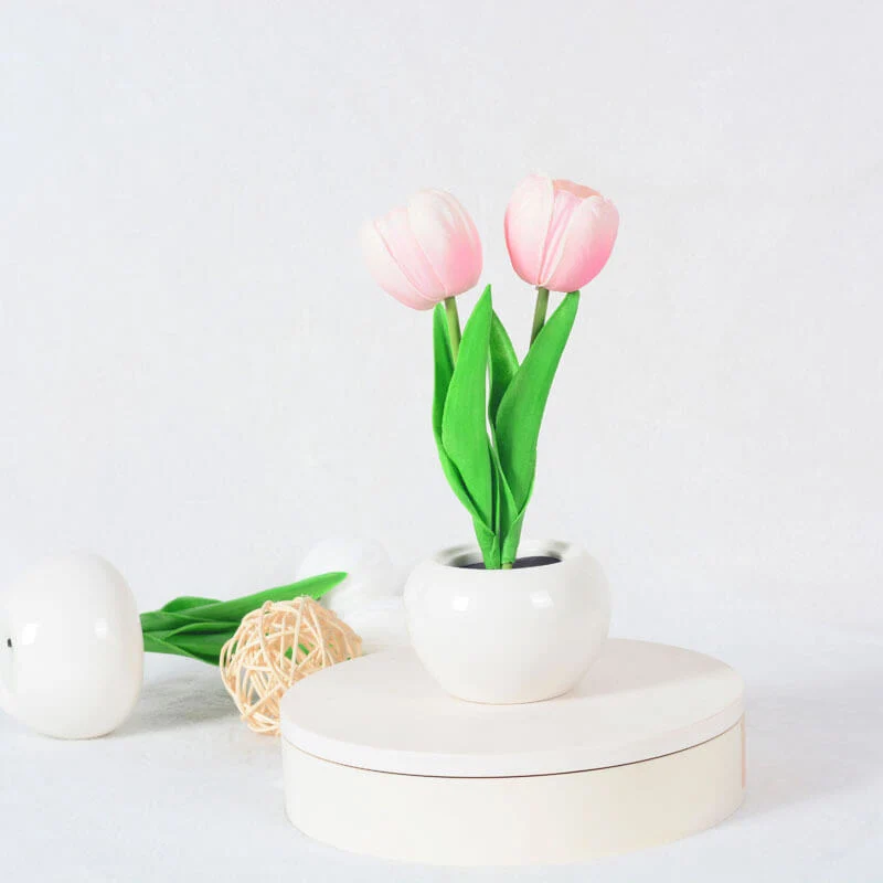 Skanto | Moderne Kreative Simulation Tulpe Pfingstrose LED Nachtlicht Tischlampe