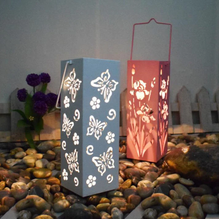 Skanto | Solar Schmetterling Rosenmuster Hohl Säulen LED Outdoor Wasserdichte Dekorative Lampe