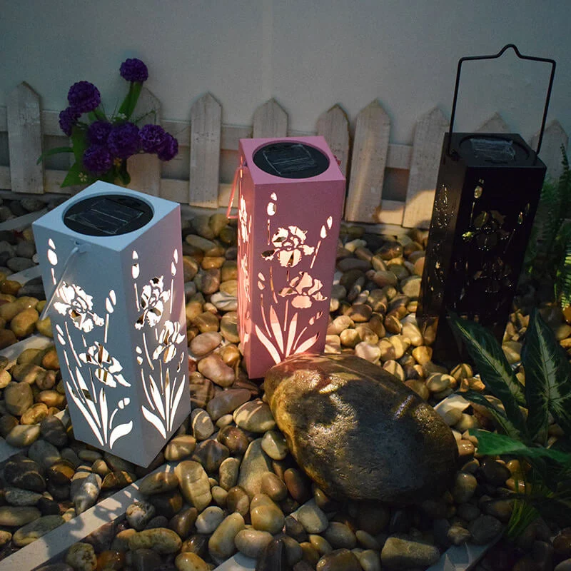 Skanto | Solar Schmetterling Rosenmuster Hohl Säulen LED Outdoor Wasserdichte Dekorative Lampe