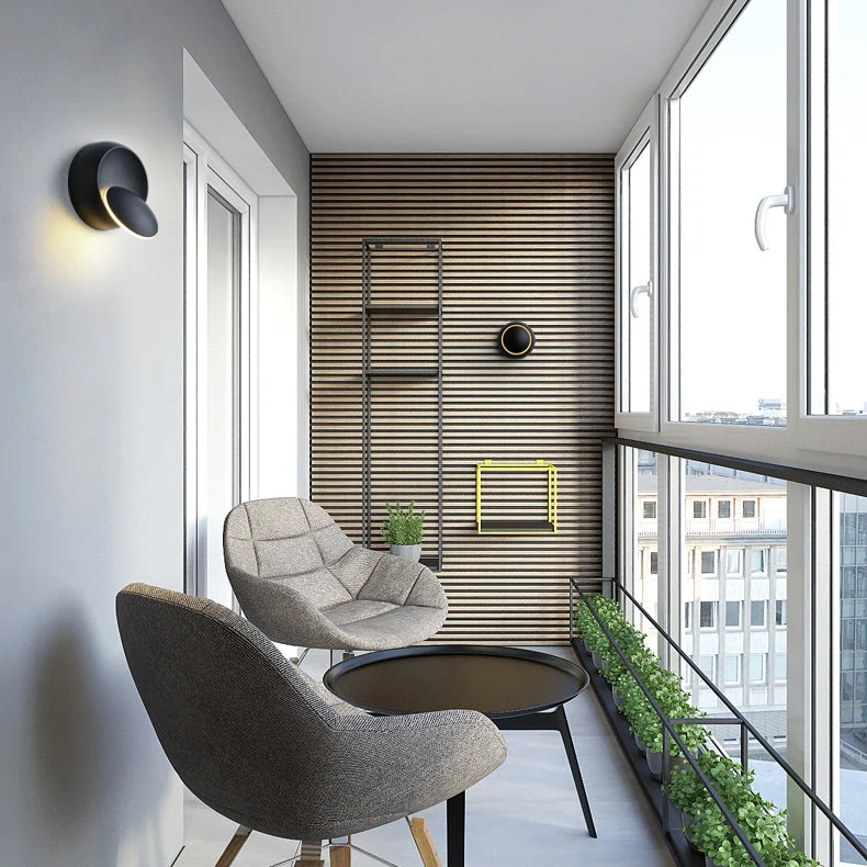 Skanto | Moderne nordische runde Eclipse LED-Wandleuchte aus Eisen, drehbar für Nachttisch