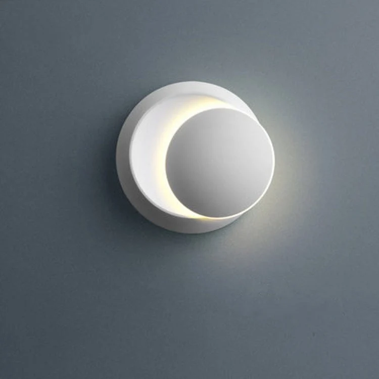 Skanto | Moderne nordische runde Eclipse LED-Wandleuchte aus Eisen, drehbar für Nachttisch