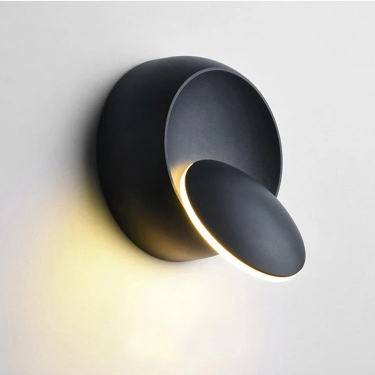 Skanto | Moderne nordische runde Eclipse LED-Wandleuchte aus Eisen, drehbar für Nachttisch