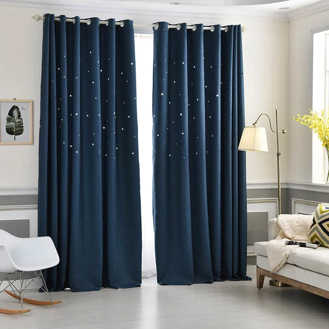 QANHU Modern Stars Window Curtains for Living Room Quality Free Shipping Bedroom Curtain Door Curtain for Kitchen plf-10