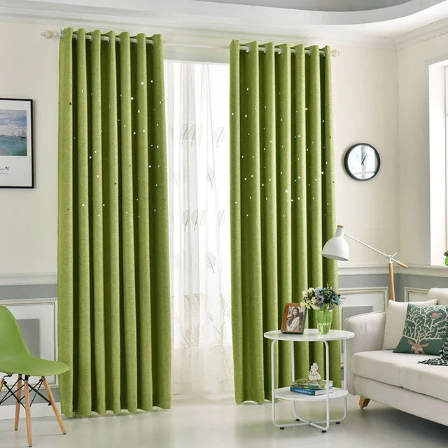 QANHU Modern Stars Window Curtains for Living Room Quality Free Shipping Bedroom Curtain Door Curtain for Kitchen plf-10