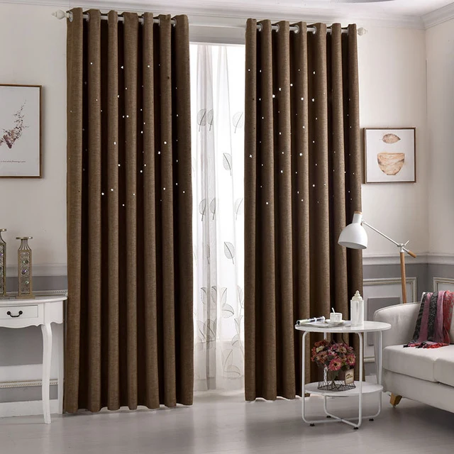 QANHU Modern Stars Window Curtains for Living Room Quality Free Shipping Bedroom Curtain Door Curtain for Kitchen plf-10