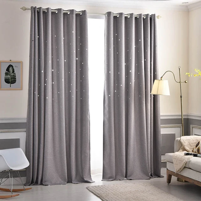QANHU Modern Stars Window Curtains for Living Room Quality Free Shipping Bedroom Curtain Door Curtain for Kitchen plf-10