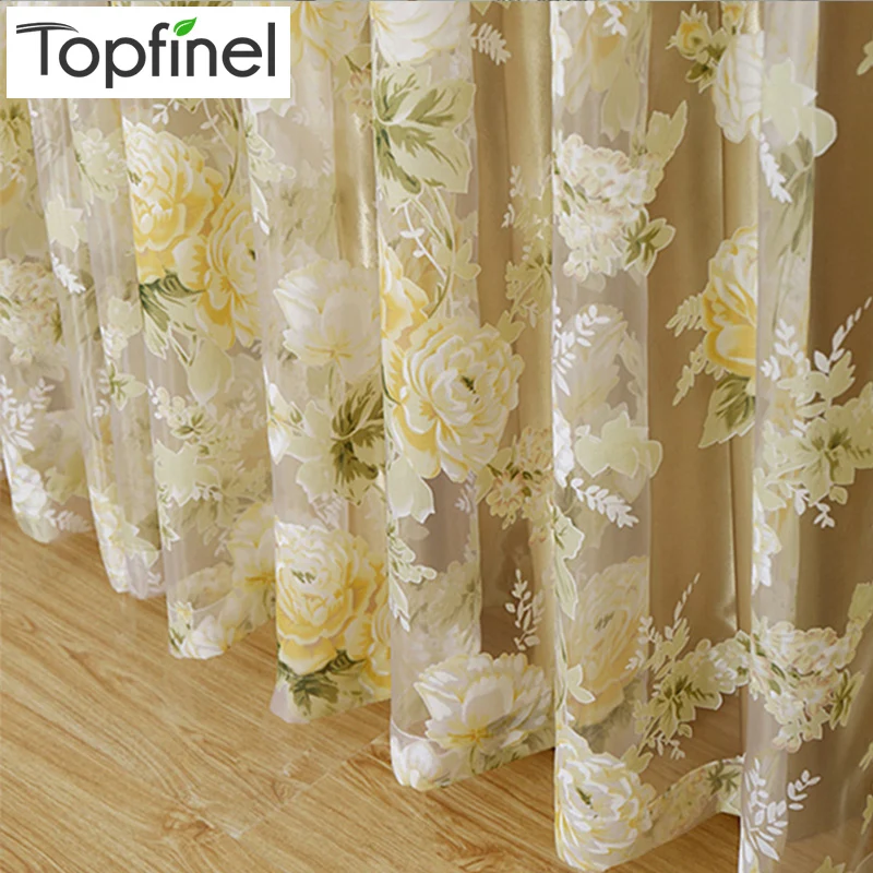 Top Finel HOT Modern Rose Floral Tulle for Window Curtain Sheer Curtains for Living Room the Bedroom Window Screening Panel