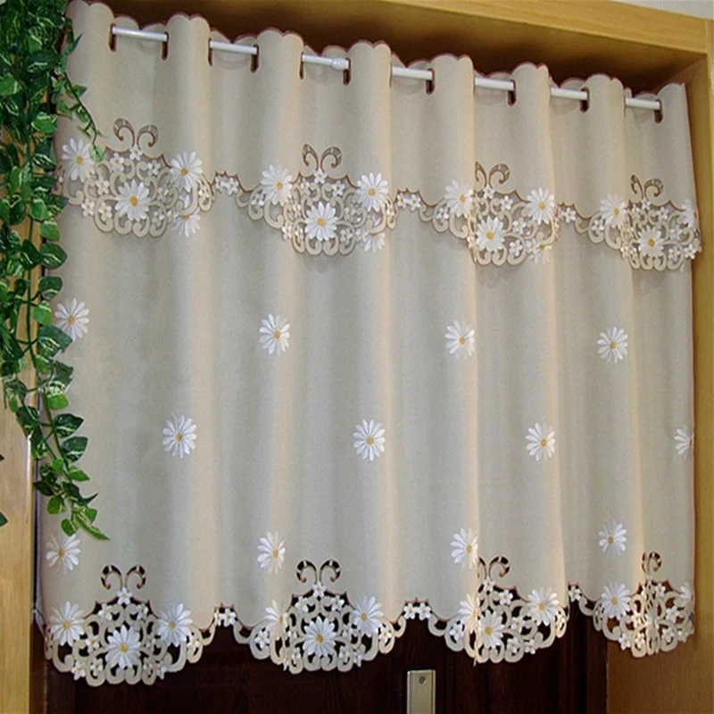 British Half-curtain Embroidered Window Valance Customize Light Shading Curtain for Kitchen Cabinet Door A-43