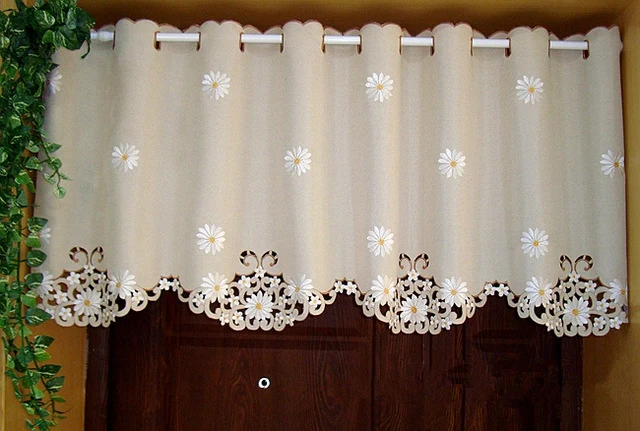 British Half-curtain Embroidered Window Valance Customize Light Shading Curtain for Kitchen Cabinet Door A-43