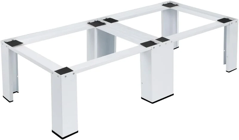 XIIW Doppel-Waschmaschinensockel 126 × 54,5 × 32 cm – Metall-Untergestell für 2 Geräte, bis 300 kg, mit Antirutsch-Pads