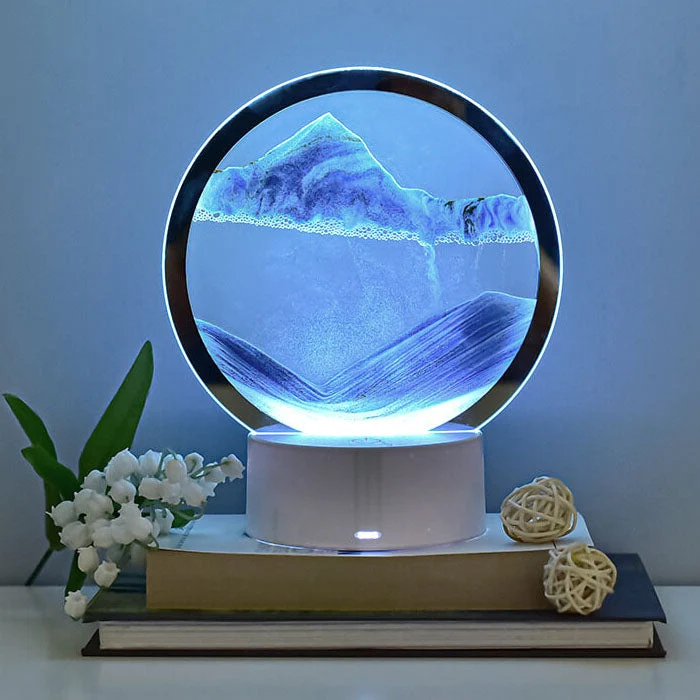 Skanto | Kreative Runde Sanduhr Treibsand 3D LED Nachtlampe Tischlampe