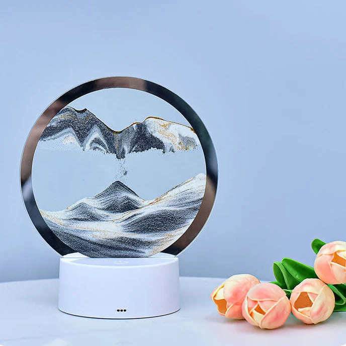 Skanto | Kreative Runde Sanduhr Treibsand 3D LED Nachtlampe Tischlampe