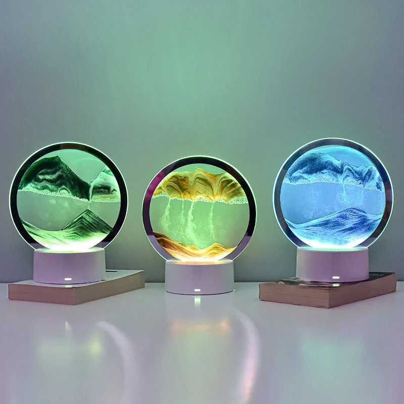 Skanto | Kreative Runde Sanduhr Treibsand 3D LED Nachtlampe Tischlampe