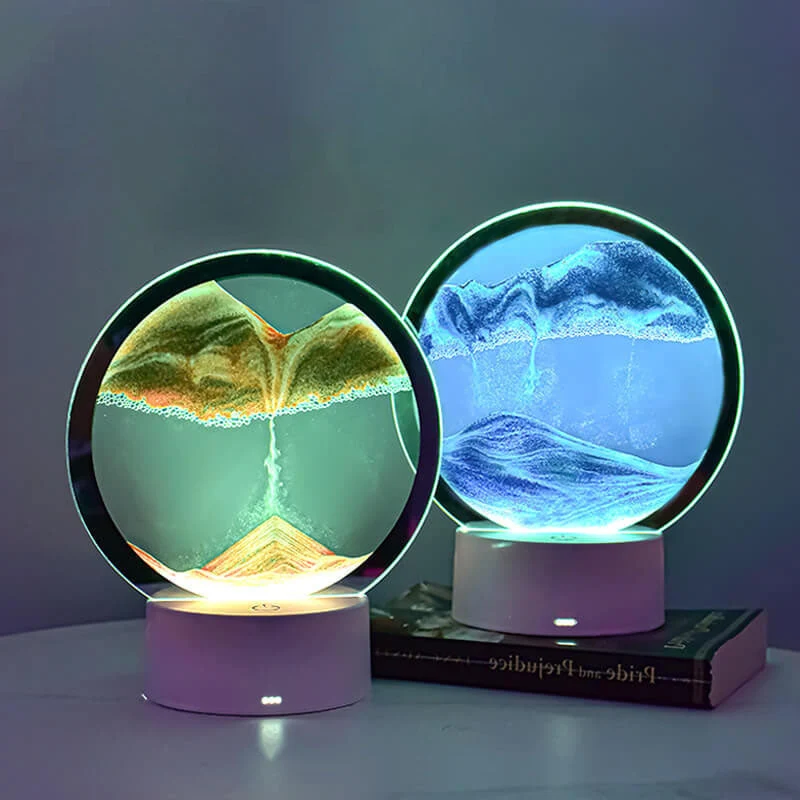 Skanto | Kreative Runde Sanduhr Treibsand 3D LED Nachtlampe Tischlampe