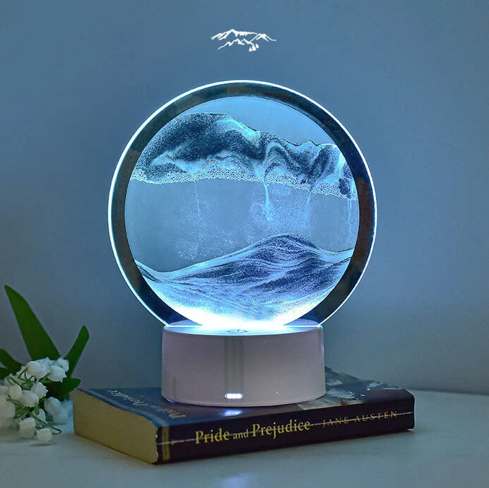 Skanto | Kreative Runde Sanduhr Treibsand 3D LED Nachtlampe Tischlampe