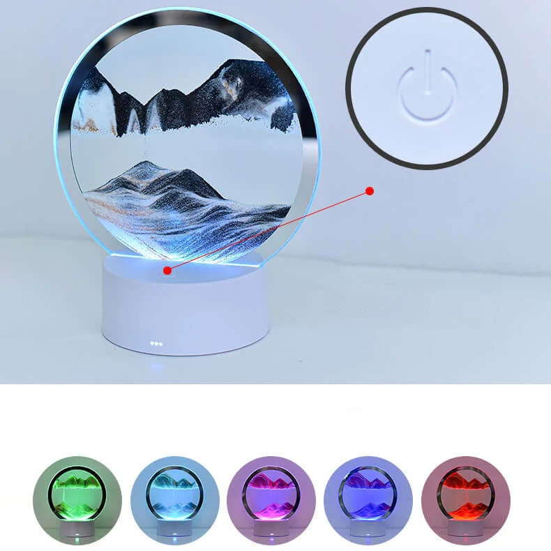 Skanto | Kreative Runde Sanduhr Treibsand 3D LED Nachtlampe Tischlampe