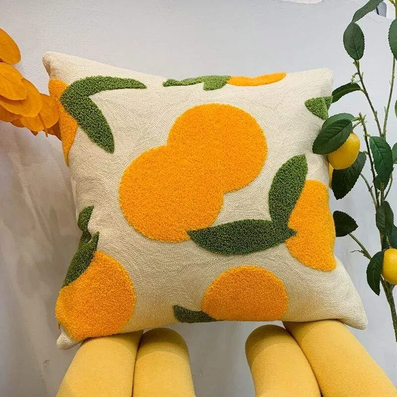 Skanto | Orange bestickter Kissenbezug