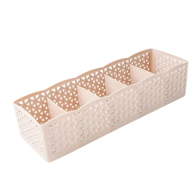 5 Cells Plastic Organizer Storage Box Tie Bra Socks Drawer Cosmetic Divider High Quality Housekeeping Container Organizers