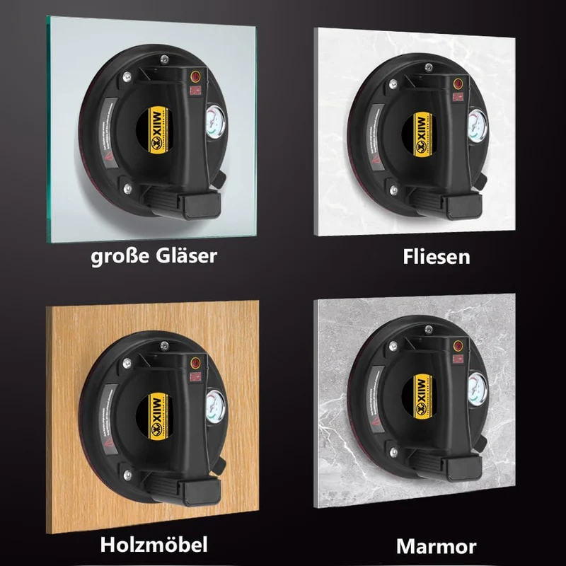 Akku Vakuumheber 300 kg – Kabellos mit Drucksensor & 12,6V Akku – Für Glas, Fliesen & Metallplatten – Tragbar & Mobil für Baustellen