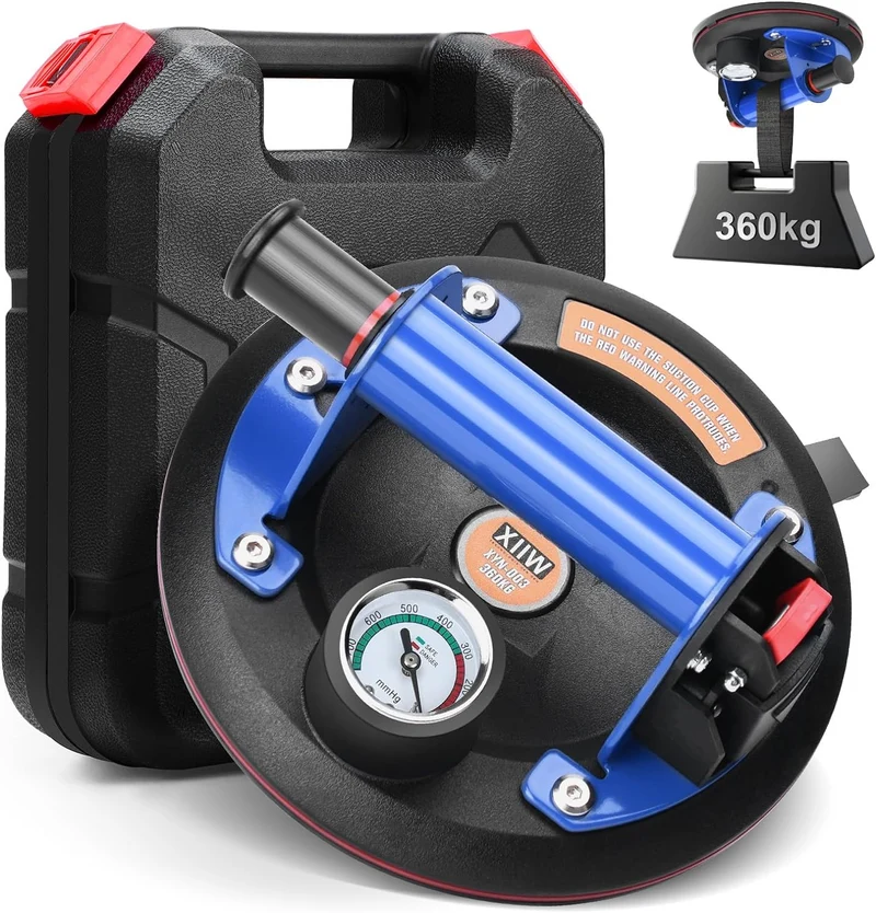 Vakuum Saugheber 200 mm – Hand-Pumpensaugheber mit Edelstahlgriff & Vakuumanzeige für Glas, Metall, Fenster & Fliesen – bis 360 kg Tragkraft
